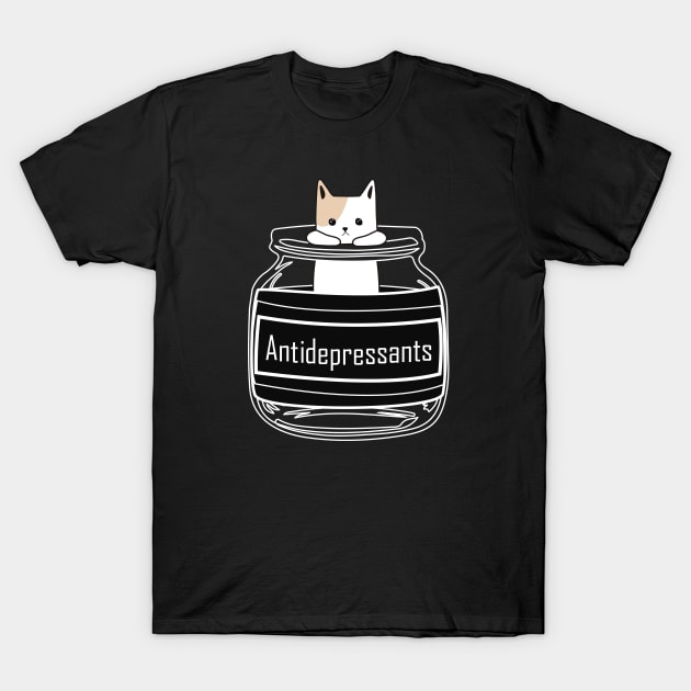 Antidepressants Cat T-Shirt by Vendaval